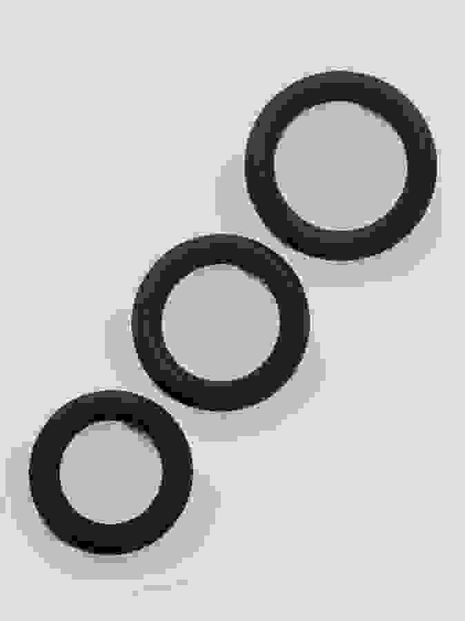 Lovehoney Get Hard Extra Thick Silicone Cock Ring Set (3 Pack), Black, hi-res